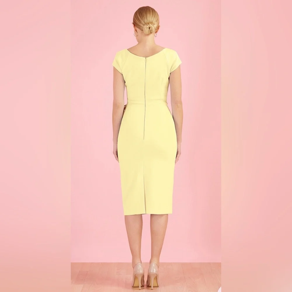 fitted vintage pencil dress amazing flattering fit 12 uk us s/m bnwt - Picture 2 of 5